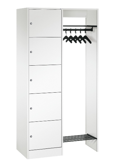 C+P offene Garderobe Serie 8070 1 Fächerschrank 5 Fächer B190mm  (HxBxT)1950x740x480mm 7016/7035