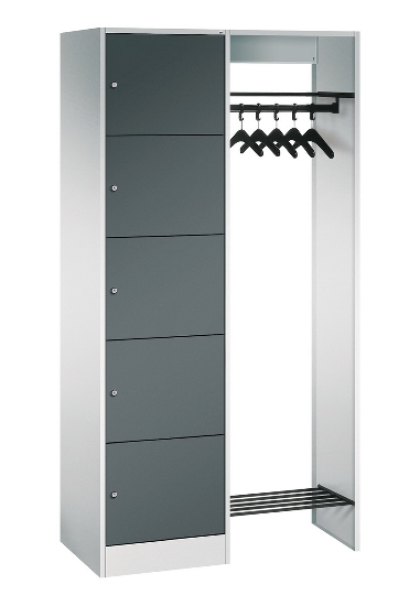 C+P offene Garderobe Serie 8070 1 Fächerschrank 5 Fächer B190mm  (HxBxT)1950x740x480mm 7016/7035