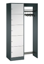 C+P offene Garderobe Serie 8070 1 Fächerschrank 5 Fächer B190mm  (HxBxT)1950x740x480mm 7016/7035