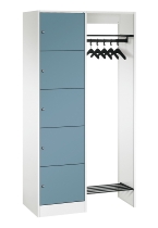 C+P offene Garderobe Serie 8070 1 Fächerschrank 5 Fächer B190mm  (HxBxT)1950x740x480mm 7016/7035