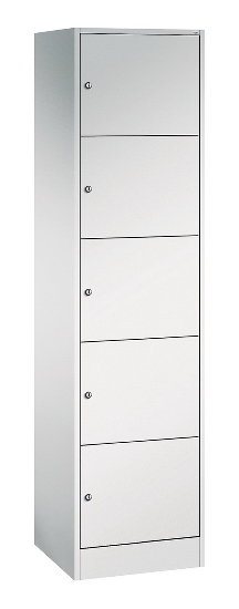 C+P Schließfachschrank Serie 8070 mit Sockel 3 Abt.240mm 5 Fächer B190mm (HxBxT)1950x680x480mm 7035/3003