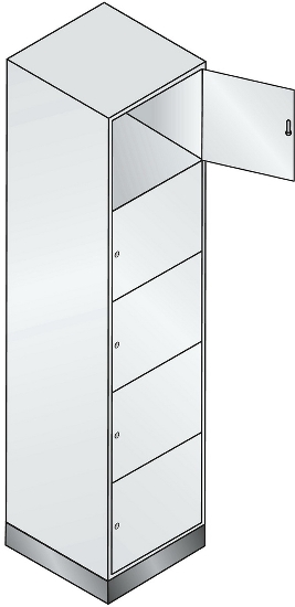 C+P Schließfachschrank Serie 8070 mit Sockel 3 Abt.240mm 5 Fächer B190mm (HxBxT)1950x680x480mm 7035/3003