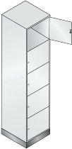 C+P Schließfachschrank Serie 8070 mit Sockel 3 Abt.240mm 5 Fächer B190mm (HxBxT)1950x680x480mm 7035/3003