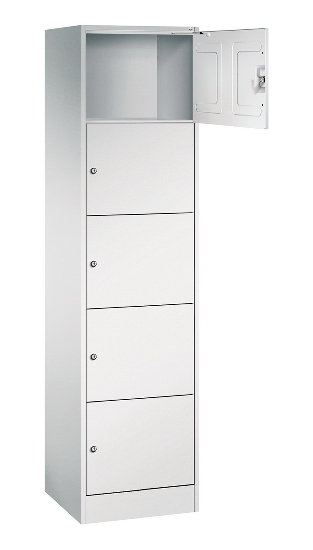 C+P Schließfachschrank Serie 8070 mit Sockel 3 Abt.240mm 5 Fächer B190mm (HxBxT)1950x680x480mm 7035/3003