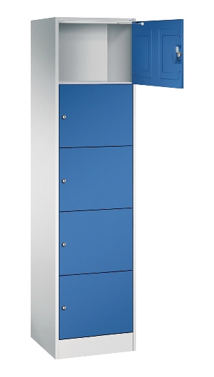 C+P Schließfachschrank Serie 8070 mit Sockel 3 Abt.240mm 5 Fächer B190mm (HxBxT)1950x680x480mm 7035/3003