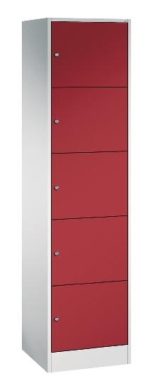 C+P Schließfachschrank Serie 8070 mit Sockel 3 Abt.240mm 5 Fächer B190mm (HxBxT)1950x680x480mm 7035/3003