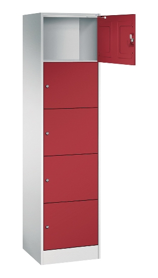 C+P Schließfachschrank Serie 8070 mit Sockel 3 Abt.240mm 5 Fächer B190mm (HxBxT)1950x680x480mm 7035/3003