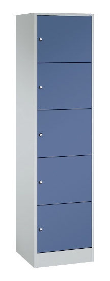 C+P Schließfachschrank Serie 8070 mit Sockel 3 Abt.240mm 5 Fächer B190mm (HxBxT)1950x680x480mm 7035/3003