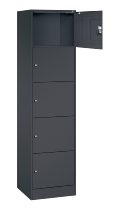 C+P Schließfachschrank Serie 8070 XL mit Sockel 1 Abt.460mm 5 Fächer B410mm (HxBxT)1950x460x480mm 7016/7016
