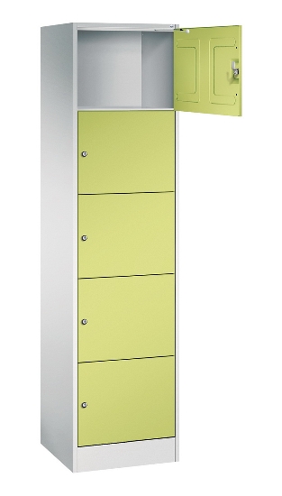 C+P Schließfachschrank Serie 8070 mit Sockel 3 Abt.240mm 5 Fächer B190mm (HxBxT)1950x680x480mm 7035/3003