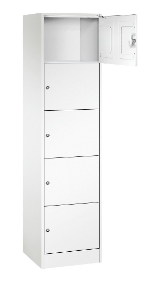 C+P Schließfachschrank Serie 8070 mit Sockel 3 Abt.240mm 5 Fächer B190mm (HxBxT)1950x680x480mm 7035/3003