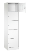 C+P Schließfachschrank Serie 8070 mit Sockel 3 Abt.240mm 5 Fächer B190mm (HxBxT)1950x680x480mm 7035/3003