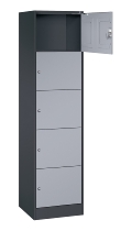 C+P Schließfachschrank Serie 8070 mit Sockel 3 Abt.240mm 5 Fächer B190mm (HxBxT)1950x680x480mm 7035/3003