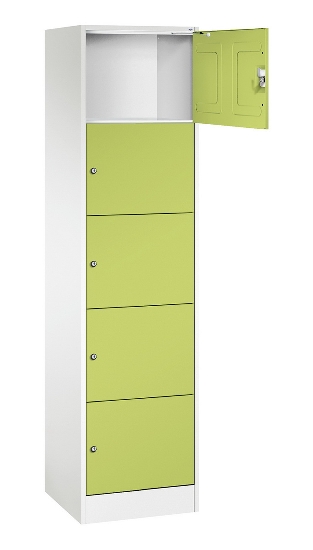 C+P Schließfachschrank Serie 8070 mit Sockel 3 Abt.240mm 5 Fächer B190mm (HxBxT)1950x680x480mm 7035/3003