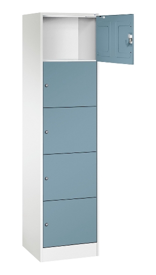 C+P Schließfachschrank Serie 8070 mit Sockel 3 Abt.240mm 5 Fächer B190mm (HxBxT)1950x680x480mm 7035/3003