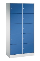 C+P Schließfachschrank Serie 8070 mit Sockel 3 Abt.240mm 5 Fächer B190mm (HxBxT)1950x680x480mm 7035/3003
