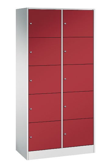 C+P Schließfachschrank Serie 8070 mit Sockel 3 Abt.240mm 5 Fächer B190mm (HxBxT)1950x680x480mm 7035/3003