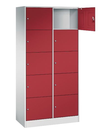 C+P Schließfachschrank Serie 8070 mit Sockel 3 Abt.240mm 5 Fächer B190mm (HxBxT)1950x680x480mm 7035/3003