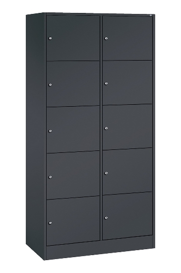 C+P Schließfachschrank Serie 8070 mit Sockel 3 Abt.240mm 5 Fächer B190mm (HxBxT)1950x680x480mm 7035/3003
