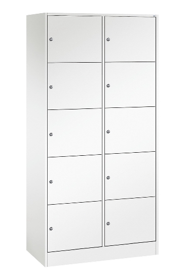 C+P Schließfachschrank Serie 8070 mit Sockel 3 Abt.240mm 5 Fächer B190mm (HxBxT)1950x680x480mm 7035/3003