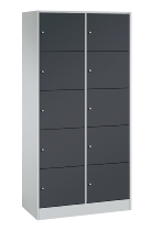 C+P Schließfachschrank Serie 8070 mit Sockel 3 Abt.240mm 5 Fächer B190mm (HxBxT)1950x680x480mm 7035/3003