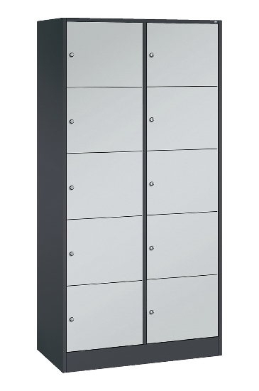 C+P Schließfachschrank Serie 8070 mit Sockel 3 Abt.240mm 5 Fächer B190mm (HxBxT)1950x680x480mm 7035/3003