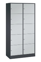 C+P Schließfachschrank Serie 8070 mit Sockel 3 Abt.240mm 5 Fächer B190mm (HxBxT)1950x680x480mm 7035/3003