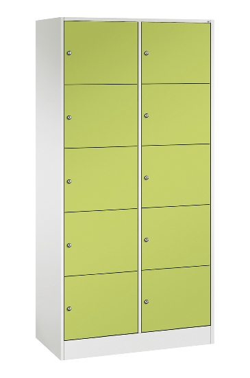C+P Schließfachschrank Serie 8070 mit Sockel 3 Abt.240mm 5 Fächer B190mm (HxBxT)1950x680x480mm 7035/3003