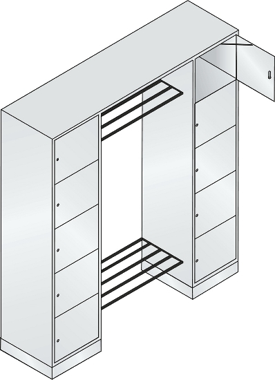C+P offene Garderobe Serie 8070 1 Fächerschrank 5 Fächer B190mm  (HxBxT)1950x740x480mm 7016/7035