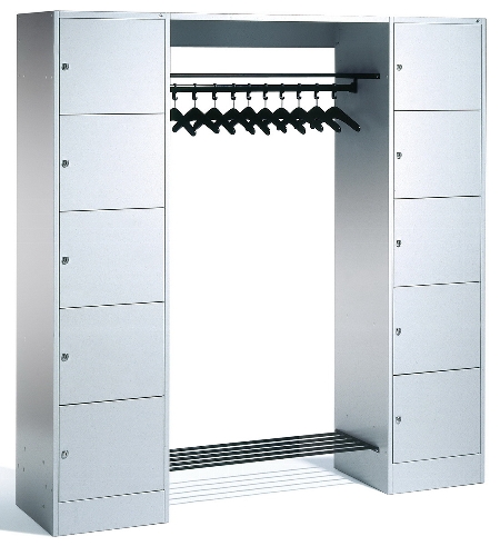 C+P offene Garderobe Serie 8070 1 Fächerschrank 5 Fächer B190mm  (HxBxT)1950x740x480mm 7016/7035