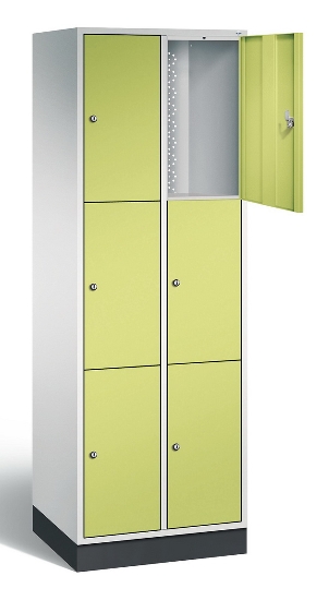 C+P Schließfachschrank 8370-301 Intro 3x 3 Fächer 300mm (HxBxT) 1950x920x500mm Lichtgrau/Rubinrot