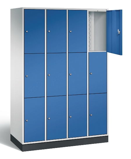 C+P Schließfachschrank 8370-301 Intro 3x 3 Fächer 300mm (HxBxT) 1950x920x500mm Lichtgrau/Rubinrot