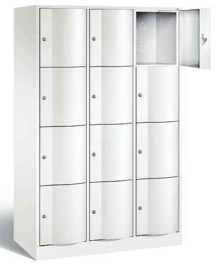 C+P Schließfachschrank 8470-372 Resisto 3 Abt. je 4 Fächer (HxBxT) 1950x1148x540mm Lichtgrau/Viridingrün