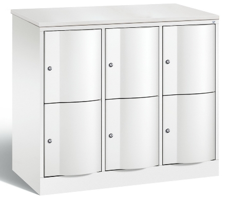 C+P Schließfachschrank 8472-372 Resisto 3 Abt. je 2 Fächer (HxBxT) 1077x1148x540mm Lichtgrau/Rubinrot LG