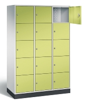 C+P Schließfachschrank XL 8570-302 Intro 3x 5 Fächer 400mm (HxBxT) 1950x1220x490mm Lichtgrau/Viridingrün
