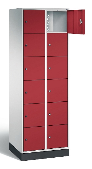 C+P Schließfachschrank 8670-201 Intro 2x 6 Fächer 300mm (HxBxT) 1950x620x500mm Lichtgrau/Viridingrün