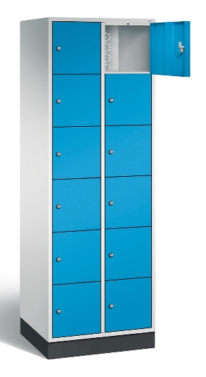 C+P Schließfachschrank 8670-201 Intro 2x 6 Fächer 300mm (HxBxT) 1950x620x500mm Lichtgrau/Viridingrün