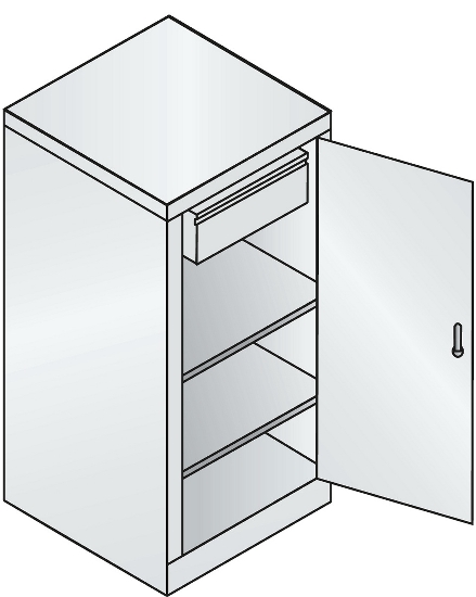 C+P Beistellschrank 88210-00 Serie 89 inkl.2 Fachböden (HxBxT) 1000x1000x500mm 7035/3003