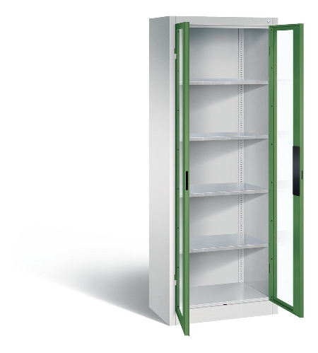 C+P Werkzeugschrank 8931-055 Acurado 4 Einlegeböden Sichtfenster Ergo-Lock Zylinder (HxBxT) 1950x1200x500mm 7035/7035