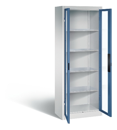 C+P Werkzeugschrank 8931-055 Acurado 4 Einlegeböden Sichtfenster Ergo-Lock Zylinder (HxBxT) 1950x1200x500mm 7035/7035