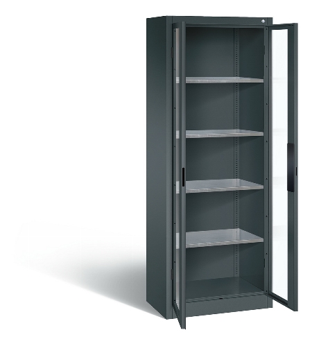 C+P Werkzeugschrank 8931-055 Acurado 4 Einlegeböden Sichtfenster Ergo-Lock Zylinder (HxBxT) 1950x1200x500mm 7035/7035