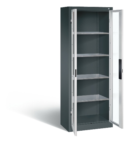 C+P Werkzeugschrank 8931-055 Acurado 4 Einlegeböden Sichtfenster Ergo-Lock Zylinder (HxBxT) 1950x1200x500mm 7035/7035