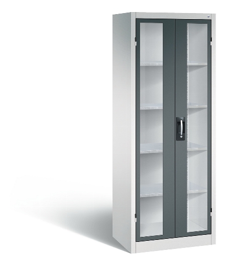 C+P Werkzeugschrank 8931-055 Acurado 4 Einlegeböden Sichtfenster Ergo-Lock Zylinder (HxBxT) 1950x1200x500mm 7035/7035