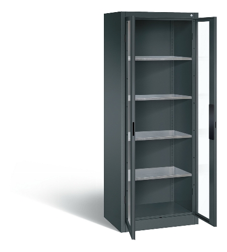 C+P Werkzeugschrank 8931-055 Acurado 4 Einlegeböden Sichtfenster Ergo-Lock Zylinder (HxBxT) 1950x1200x500mm 7035/7035