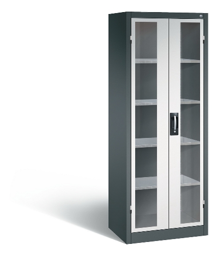 C+P Werkzeugschrank 8931-055 Acurado 4 Einlegeböden Sichtfenster Ergo-Lock Zylinder (HxBxT) 1950x1200x500mm 7035/7035