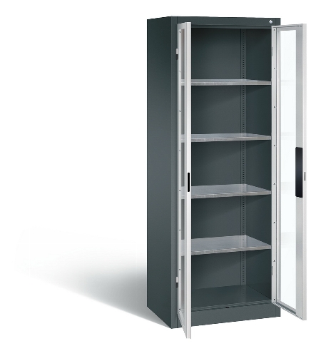 C+P Werkzeugschrank 8931-055 Acurado 4 Einlegeböden Sichtfenster Ergo-Lock Zylinder (HxBxT) 1950x1200x500mm 7035/7035
