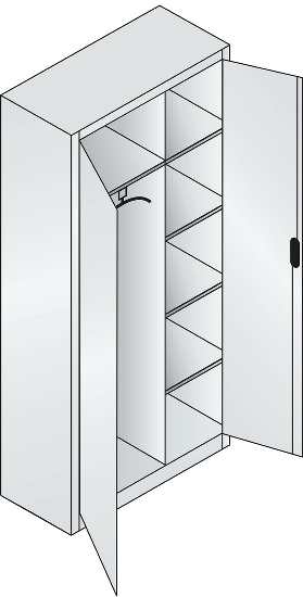 C+P Akten-/Garderobenschrank Acurado 8920-312 mit Trennwand Türen >110° Ergo-Lock Zylinder (HxBxT) 1950x930x400mm 7035/5012