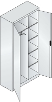 C+P Akten-/Garderobenschrank Acurado 8920-312 mit Trennwand Türen >110° Ergo-Lock Zylinder (HxBxT) 1950x930x400mm 7035/5012