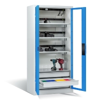 C+P Akkuladeschrank 8921-055E3 Serie 89 COMFORT Sichtfenstertüren 3x5 Ladeplätze ERGO-Lock 4.0 (HxBxT) 1950x930x500mm 7035/5010