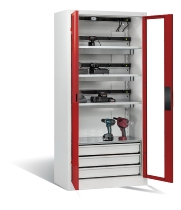 C+P Akkuladeschrank 8921-055E3 Serie 89 COMFORT Sichtfenstertüren 3x5 Ladeplätze ERGO-Lock 4.0 (HxBxT) 1950x930x500mm 7035/5010